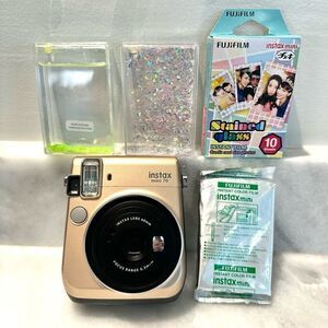 Fujifilm Instax Mini 70 Film Camera Gold with Instant Film and Frames Bundle